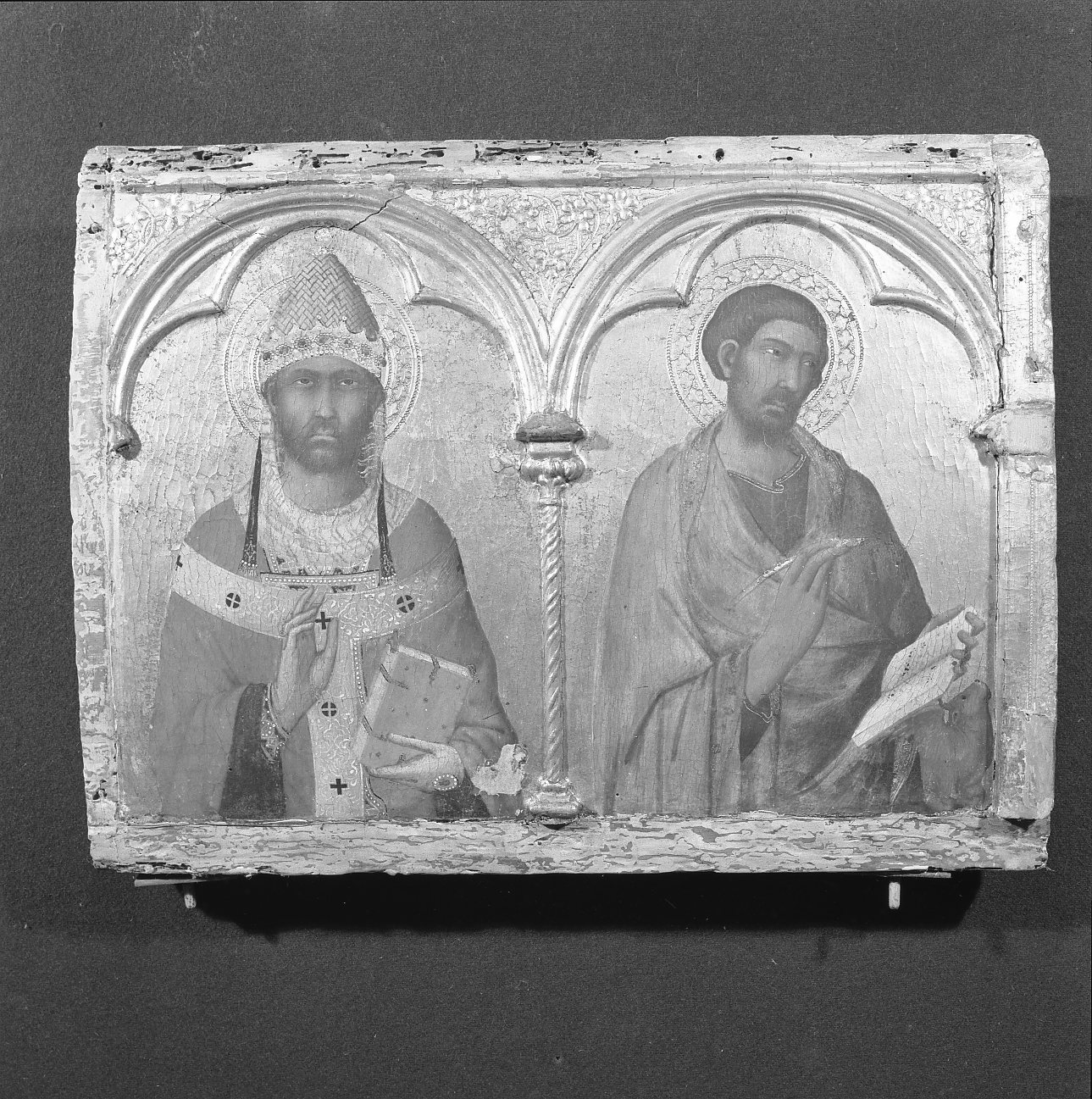 S. Gregorio Magno e S. Luca (scomparto di predella) di Martini Simone (sec. XIV)