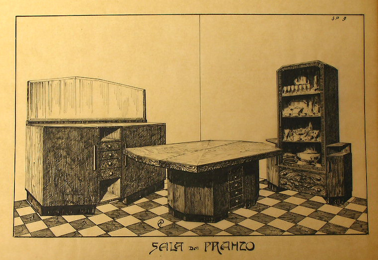 Sala da pranzo, Sala da pranzo (disegno) - ambito pisano (secondo quarto sec. XX)