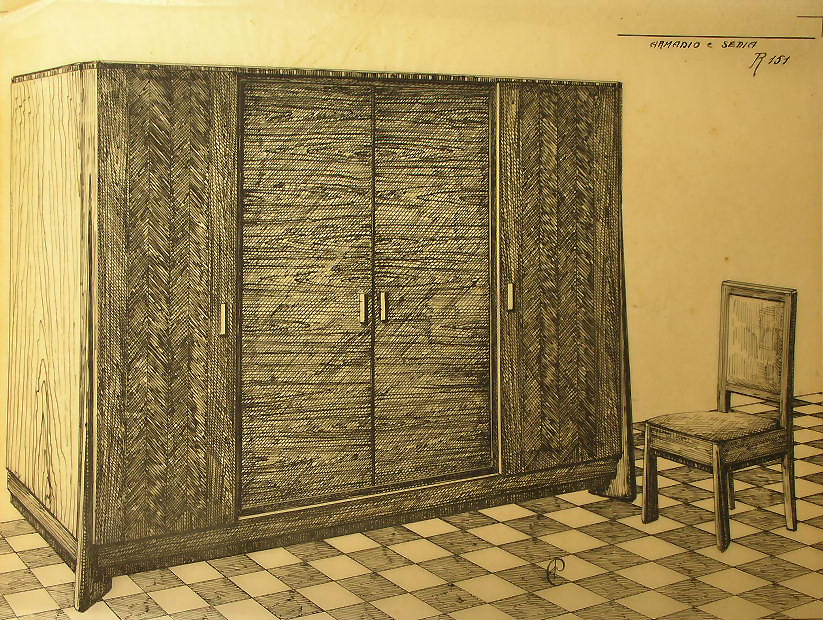 Armadio e sedia, Armadio e sedia (disegno, serie) - ambito pisano (sec. XX)