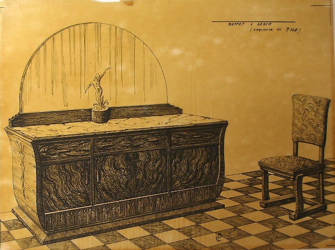 Buffet e sedia, Buffet e sedia (disegno, serie) - ambito pisano (sec. XX)