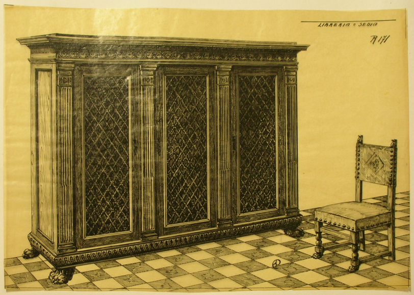 Libreria e sedia, Libreria e sedia (disegno, serie) - ambito pisano (secondo quarto sec. XX)