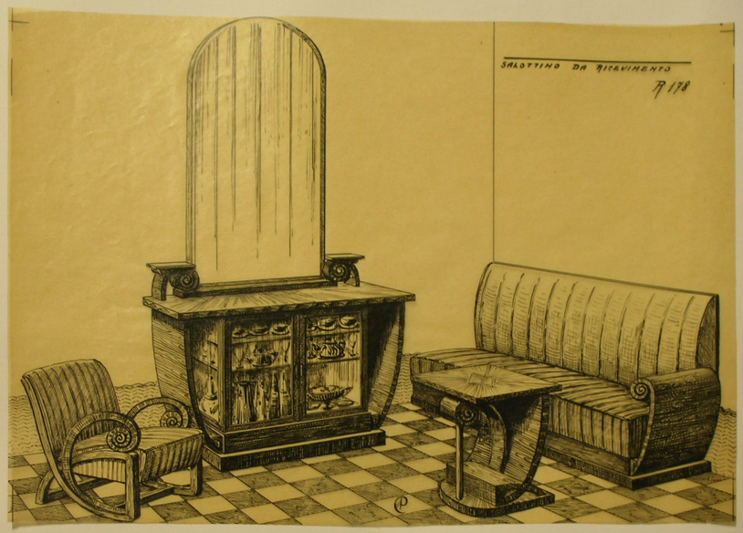 Salottino da ricevimento, Mobilia da salotto (disegno) - ambito pisano (sec. XX)