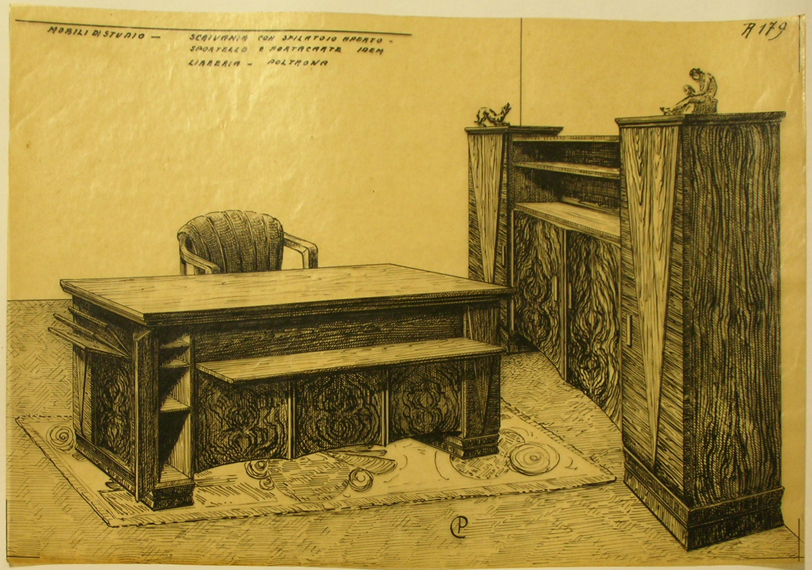 Mobili di studio, Mobilia per studio (disegno, serie) - ambito pisano (sec. XX)