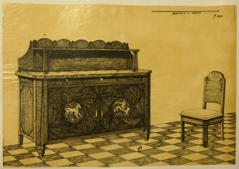 Buffet e sedia, Credenza e sedia (disegno, serie) - ambito pisano (sec. XX)