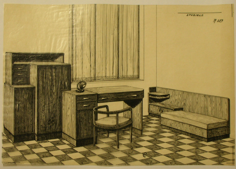 Studiolo, Mobilia per studio (disegno) - ambito pisano (sec. XX)