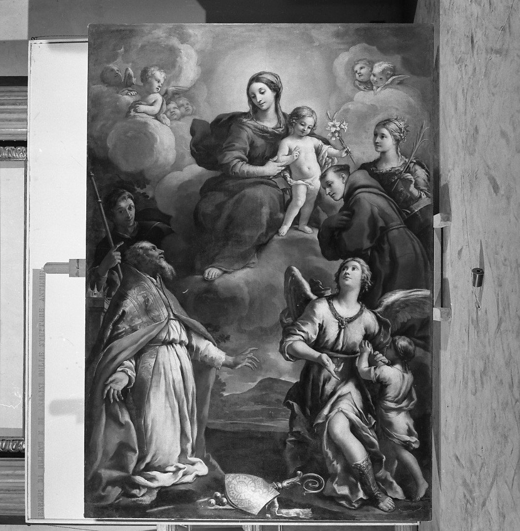 Madonna con Bambino e Santi, Madonna con Bambino e Santi (dipinto) - ambito italiano (sec. XVII)
