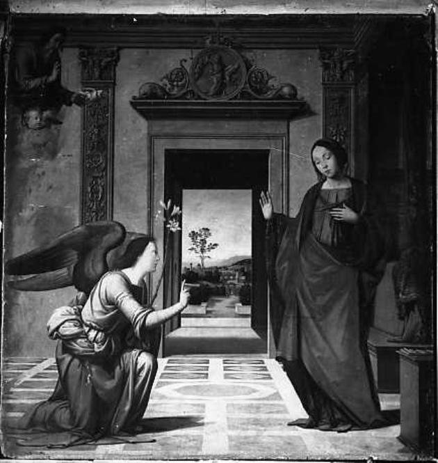 Annunciazione (dipinto) di Bartolomeo della Porta detto Fra' Bartolomeo (sec. XV)