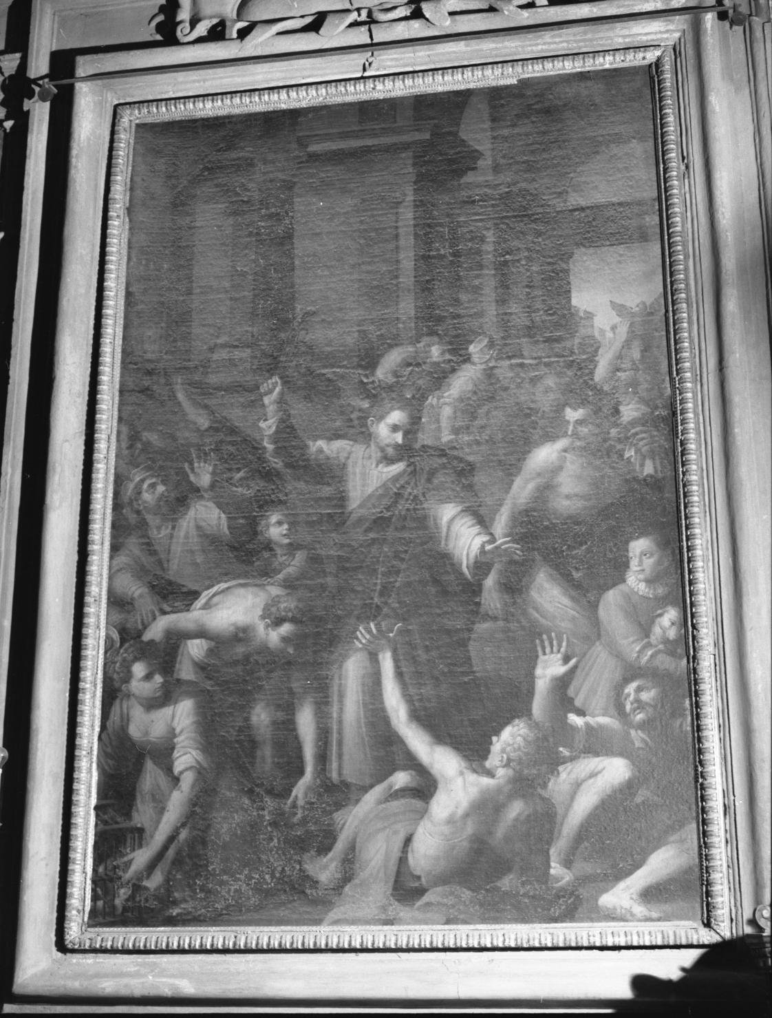 Cristo caccia i mercanti dal tempio (dipinto) di Balducci Giovanni detto Cosci (sec. XVI)