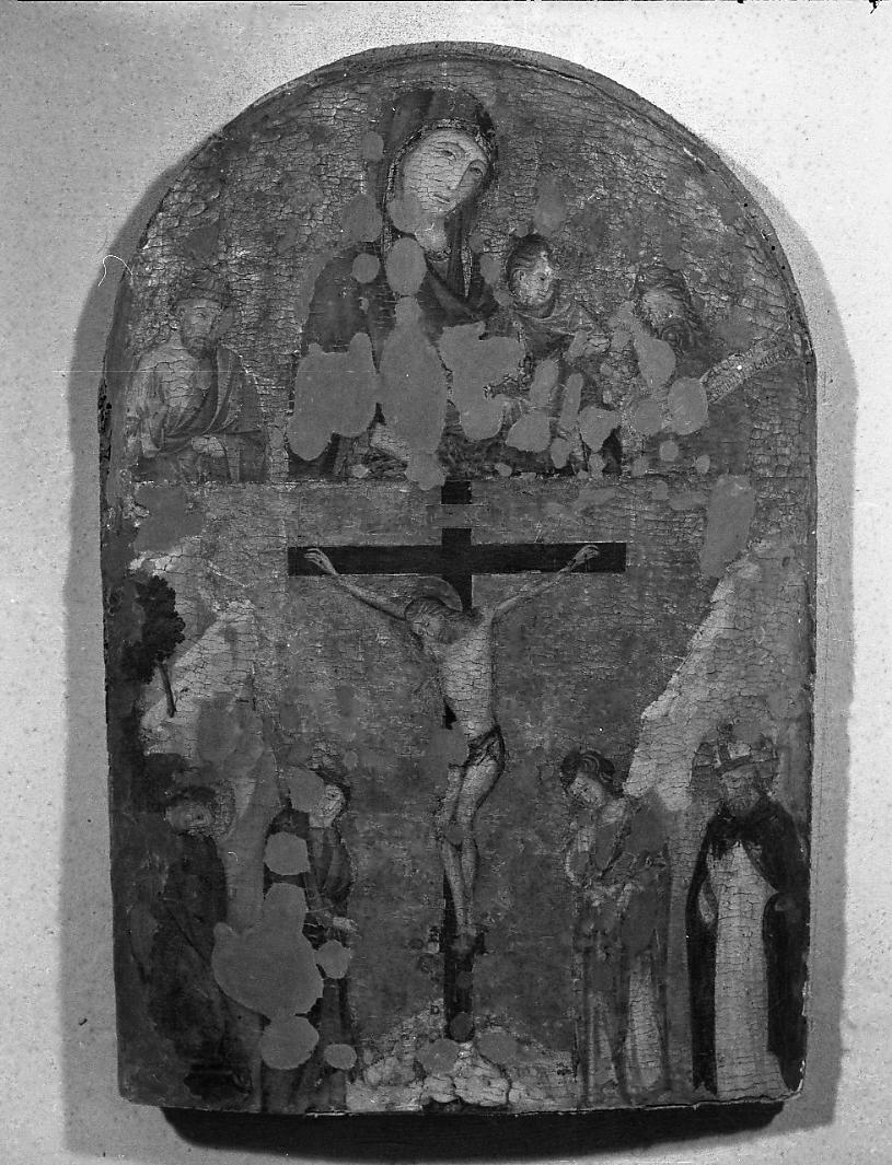 Madonna con Bambino e Santi, Crocifissione, Madonna con altri personaggi (dipinto) - ambito toscano (inizio sec. XIV)