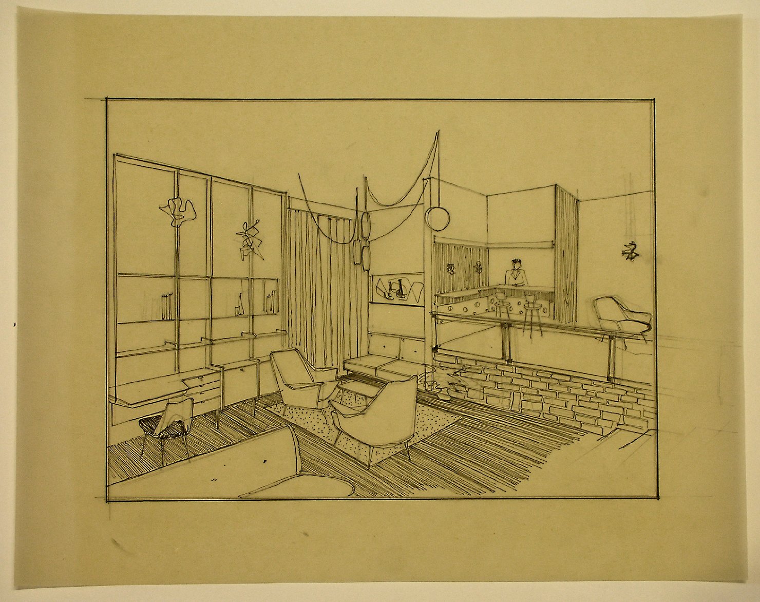 Salotto (disegno, elemento d'insieme) - ambito pisano (metà sec. XX)