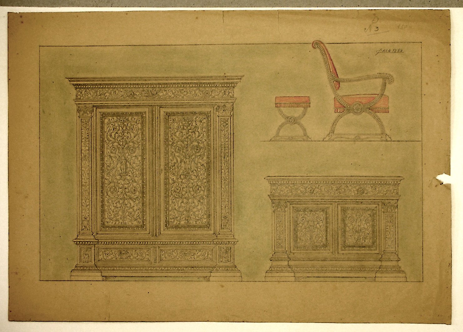 Arredamento per uno studio (disegno, opera isolata) - ambito pisano (prima metà sec. XX)