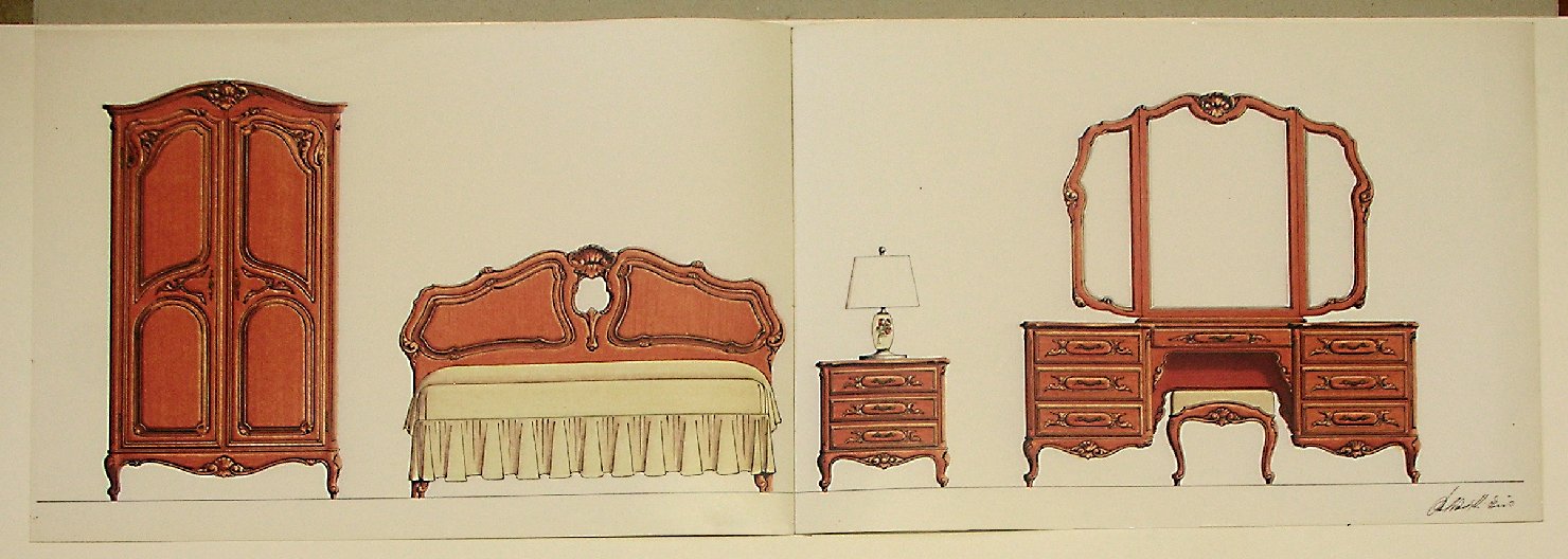 Camera da letto (disegno, elemento d'insieme) - ambito pisano (seconda metà sec. XX)