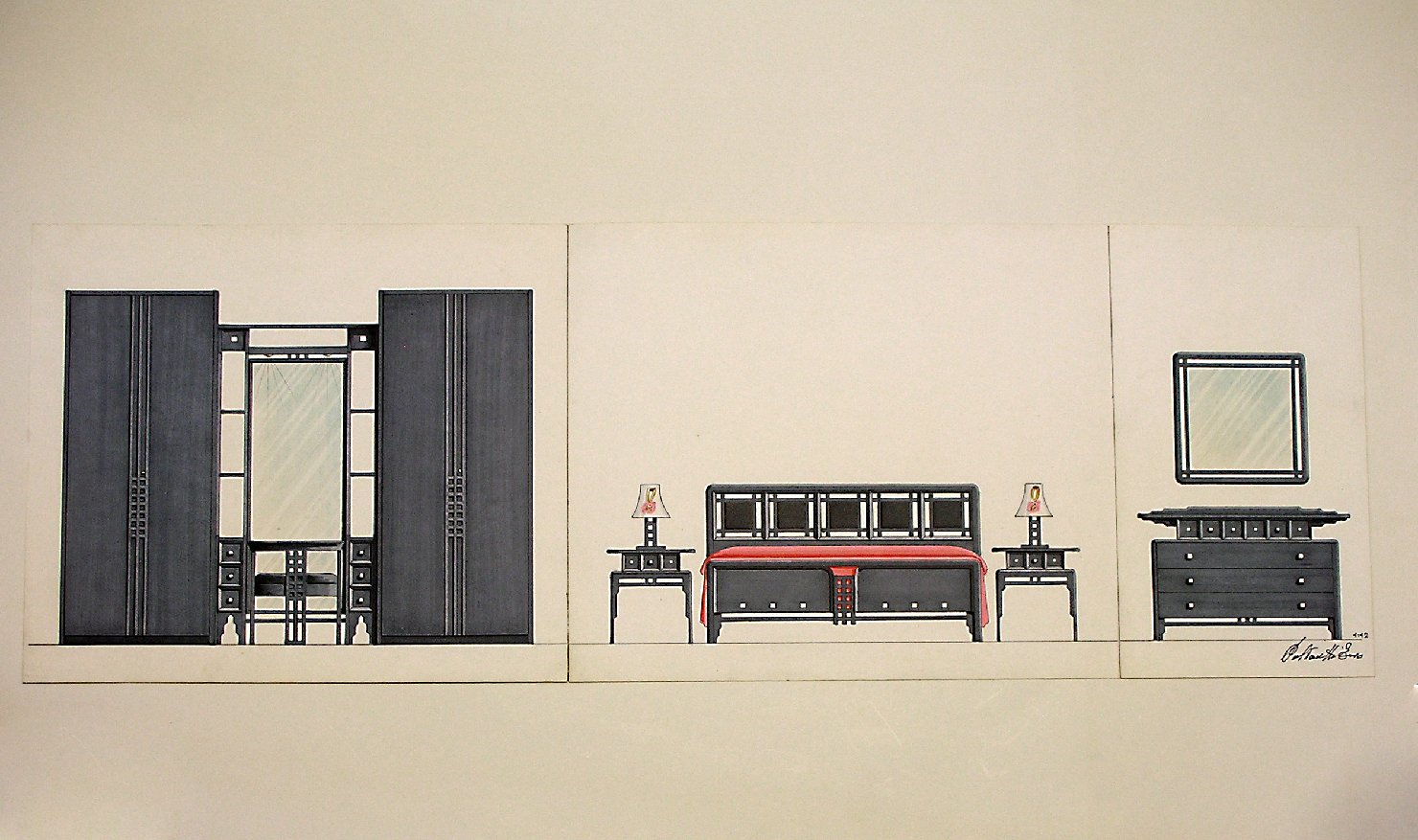 Camera da letto (disegno) - ambito pisano (ultimo quarto sec. XX)
