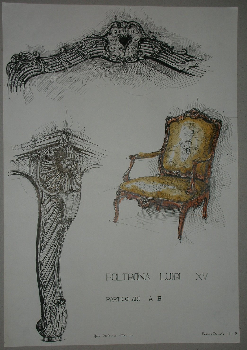 Poltrona Luigi XV, Studio di mobilia (disegno) - ambito pisano (sec. XX)