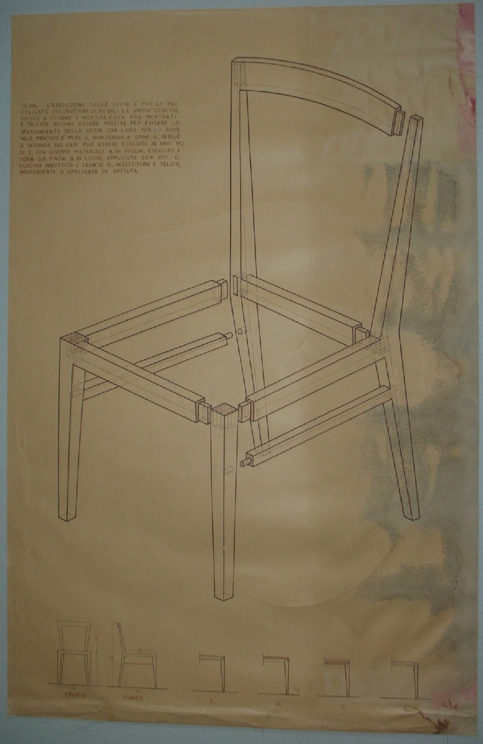 Studio geometrico di una sedia (disegno) - ambito pisano (metà sec. XX)