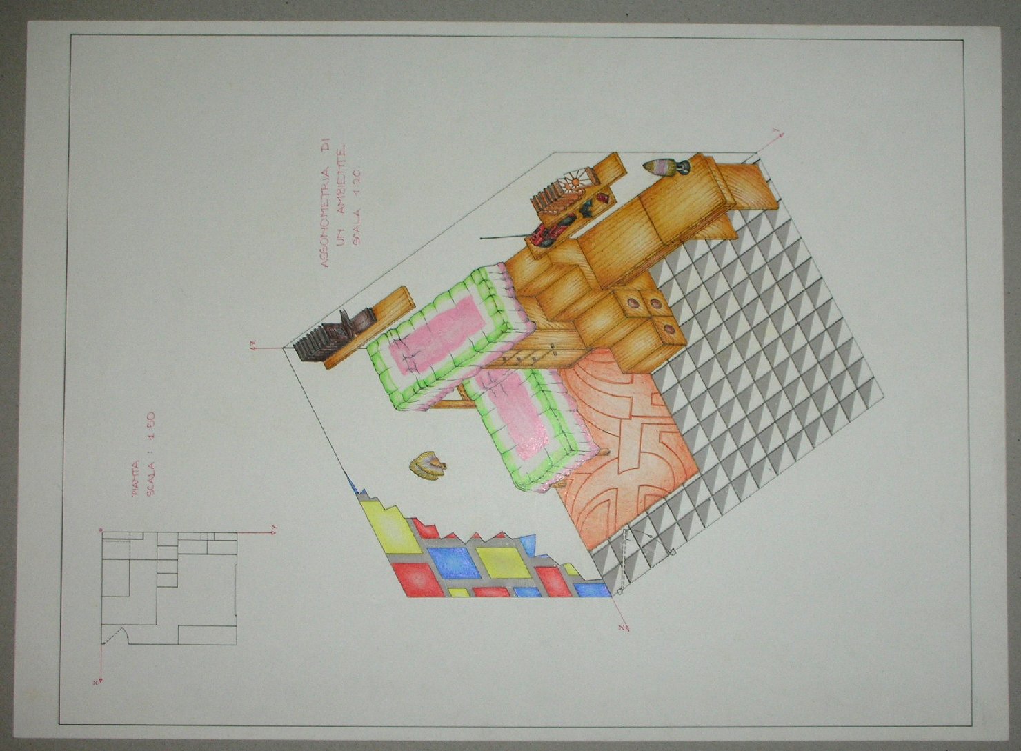 Studio prospettico di una costruzione architettonica (disegno) - ambito pisano (fine/inizio secc. XX/ XXI)