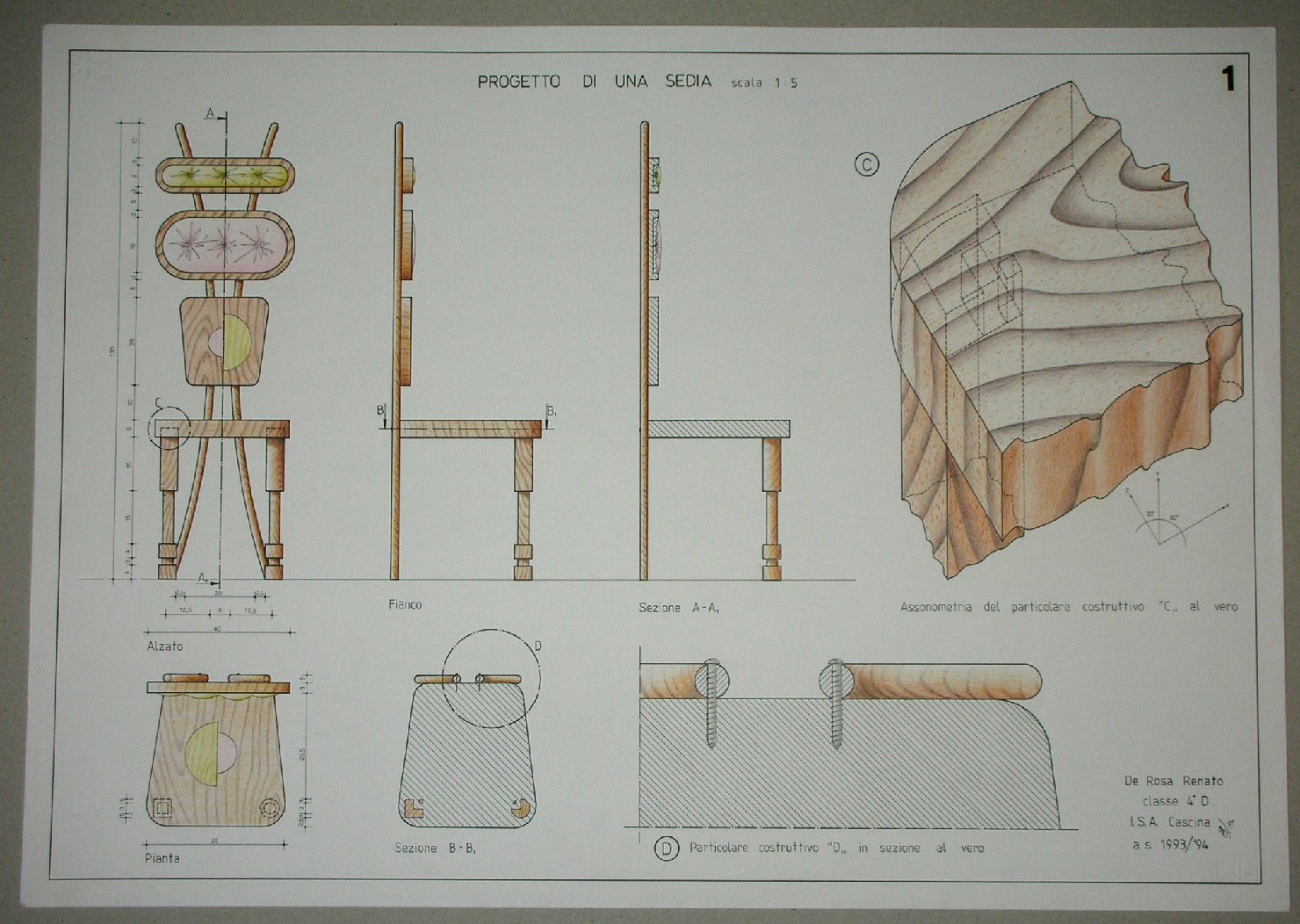 Progetto di una sedia, Studio costruttivo di una sedia (disegno) - ambito pisano (sec. XX)