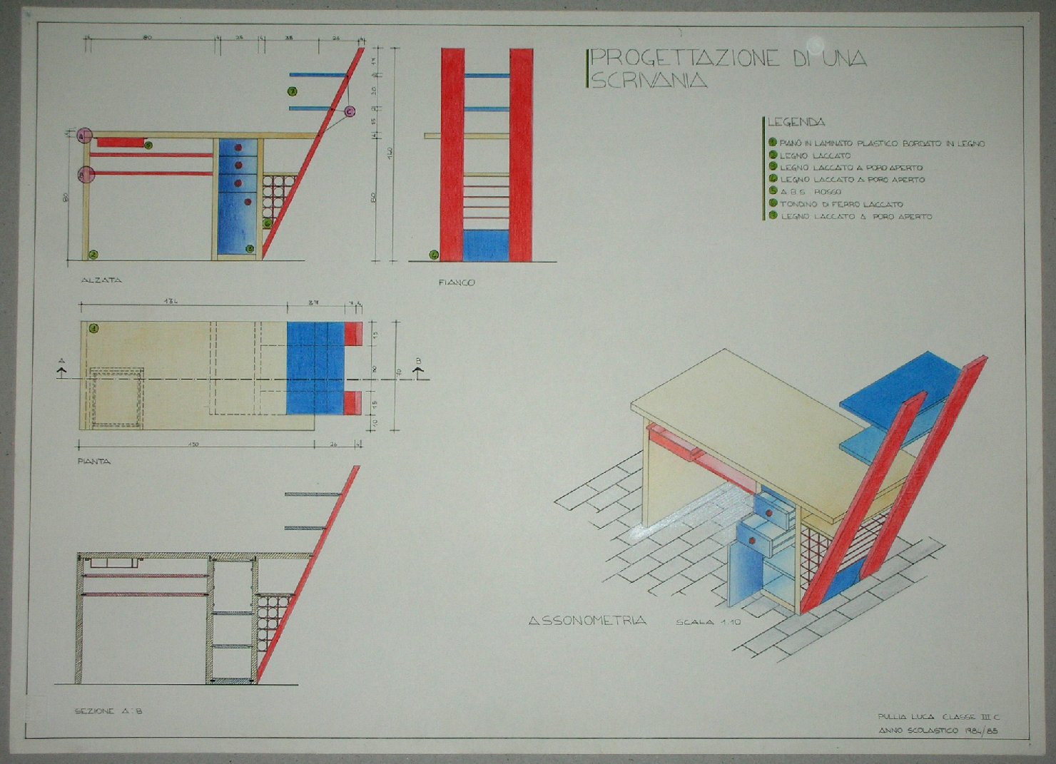 Progetto di mobilia (disegno) - ambito pisano (sec. XX)