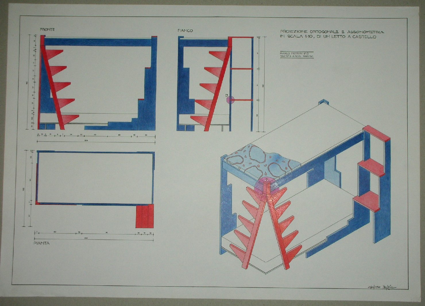 Progetto di mobilia (disegno) - ambito pisano (sec. XX)