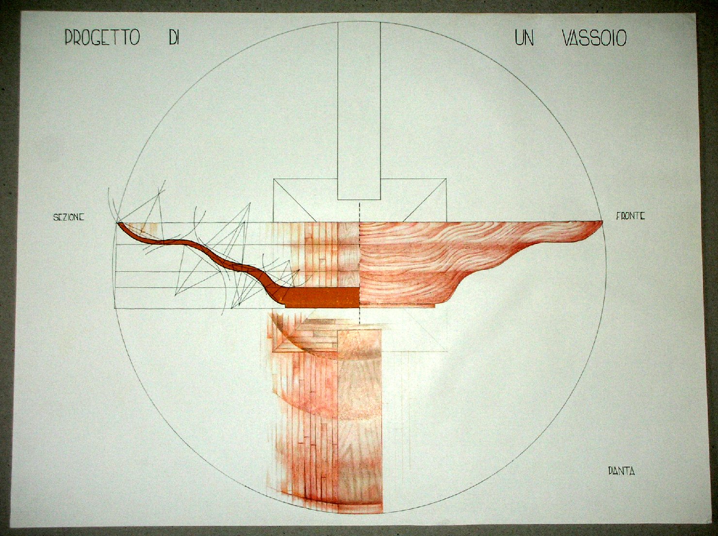 Progetto di un vassoio, Progetto di oggetti per la casa (disegno) - ambito pisano (fine/inizio secc. XX/ XXI)