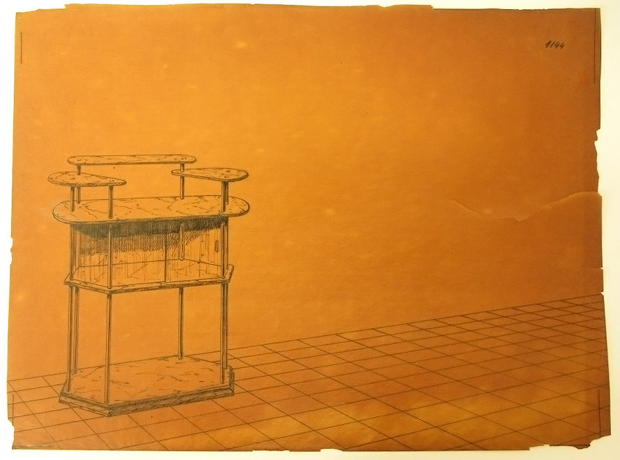 Progetto di interni: sala (disegno) - ambito pisano (sec. XX)