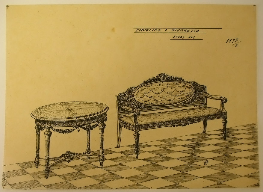 Progetto di interni: camera da letto (disegno) - ambito pisano (sec. XX)