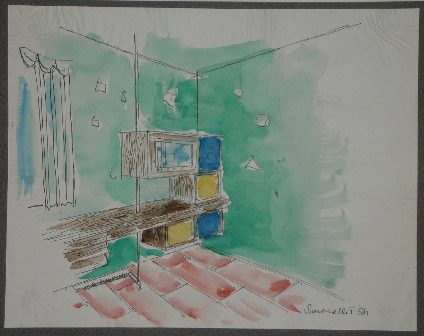 Progetto di mobilia (disegno) - ambito pisano (sec. XX)