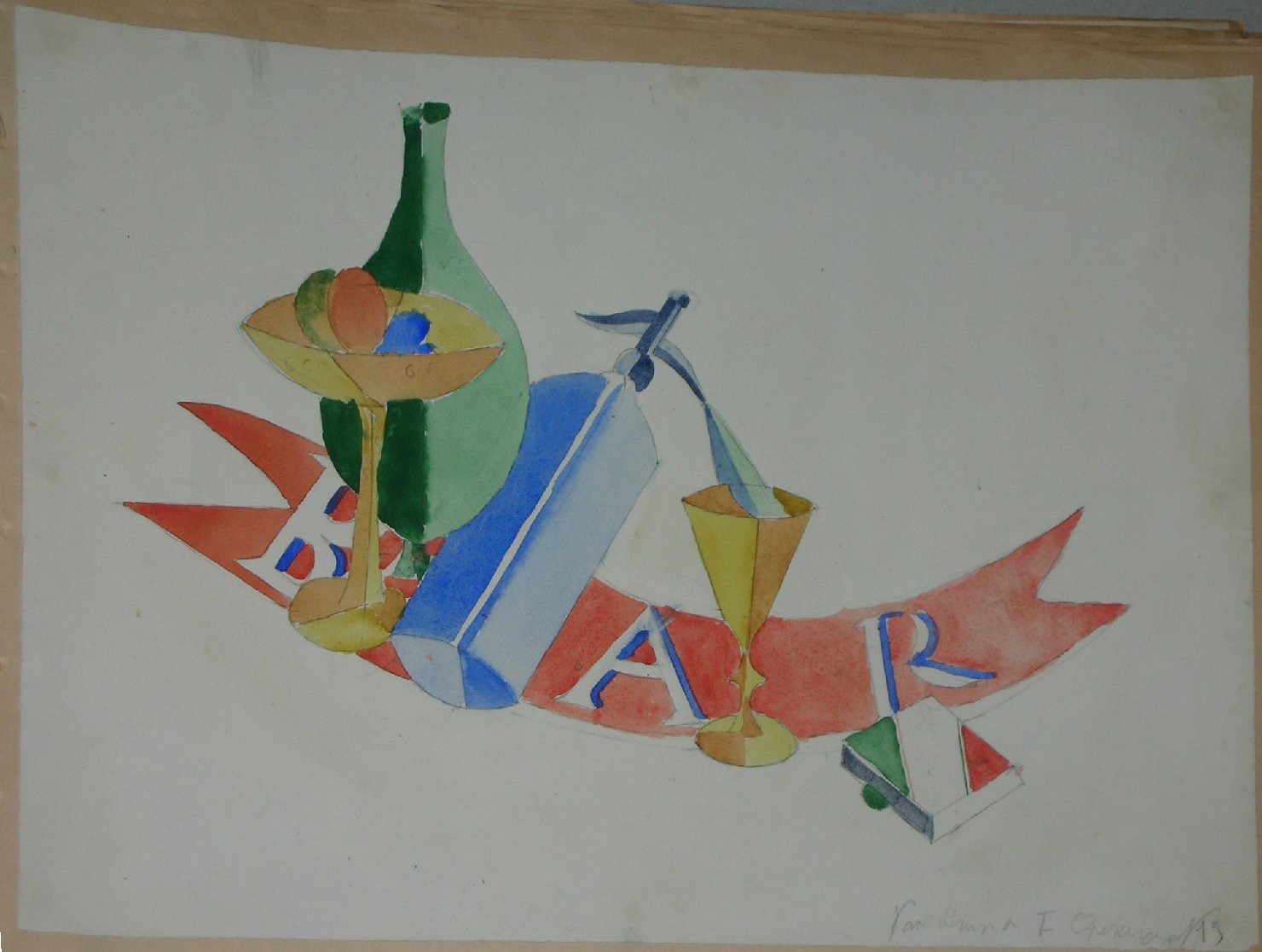 natura morta con fruttiera (disegno, opera isolata) - ambito pisano (sec. XX)