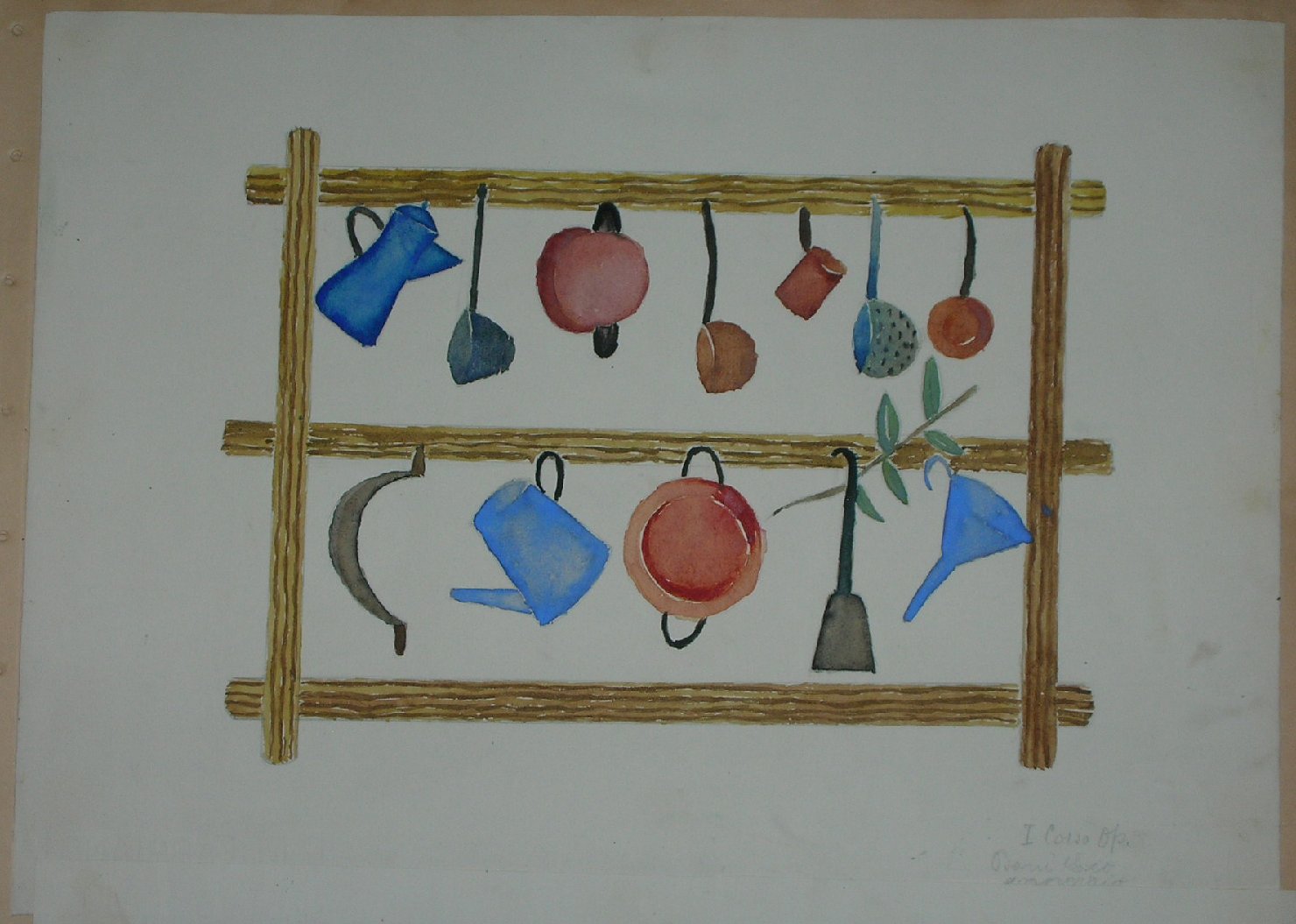 utensili da cucina (disegno, opera isolata) - ambito pisano (sec. XX)