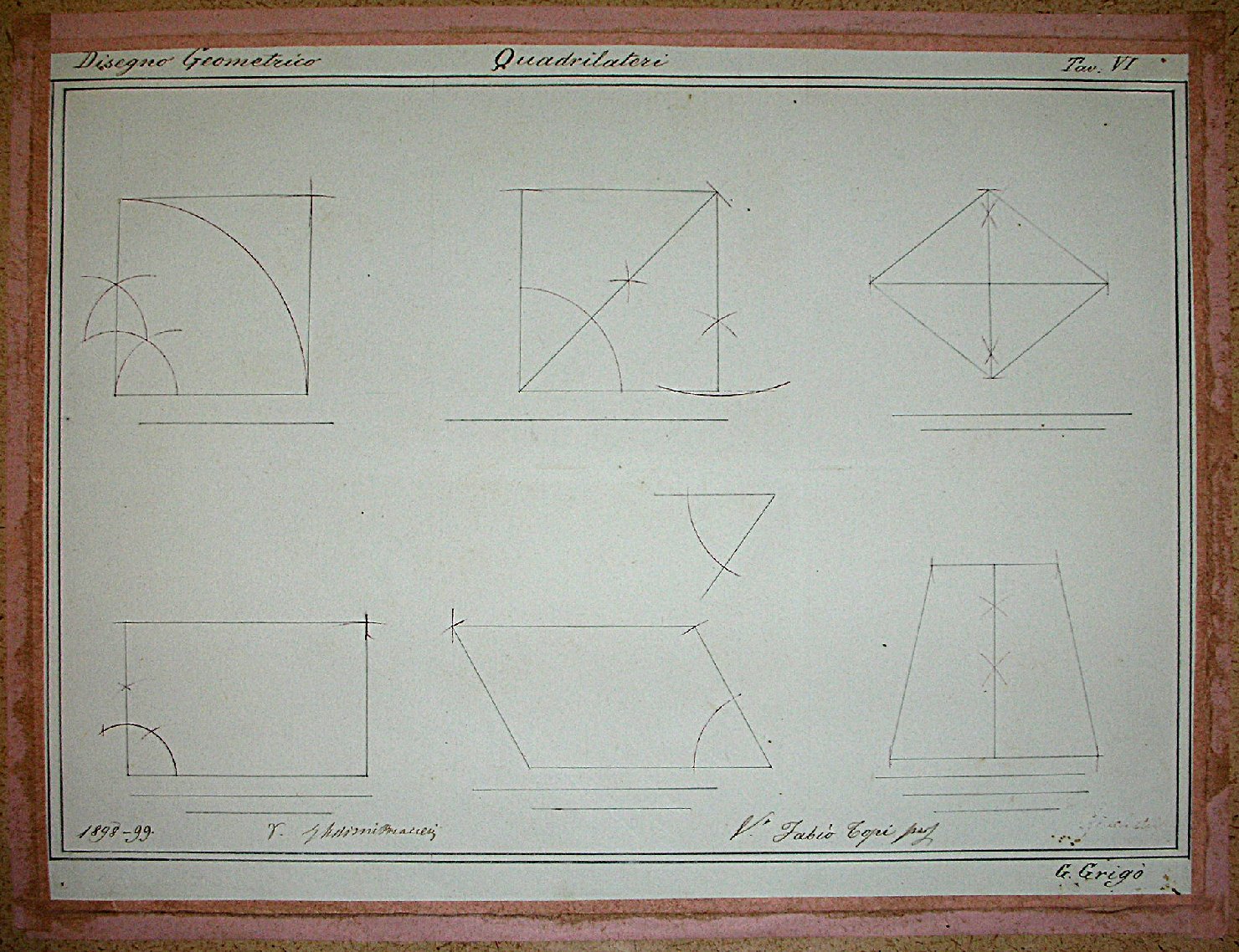 Quadrati, Studio geometrico (disegno) - ambito pisano (sec. XIX)