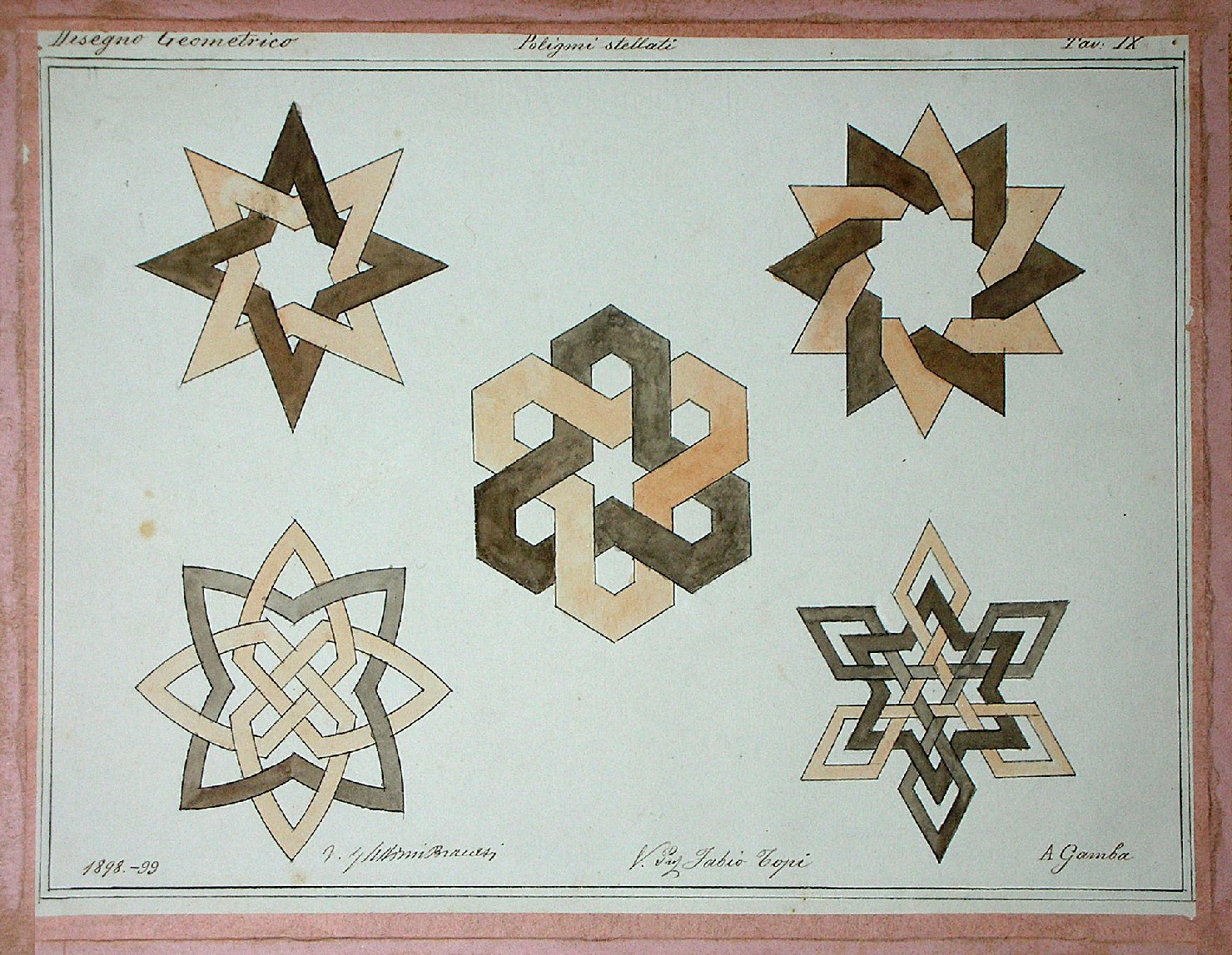 Poligoni stellati, Studio geometrico (disegno) - ambito pisano (sec. XIX)
