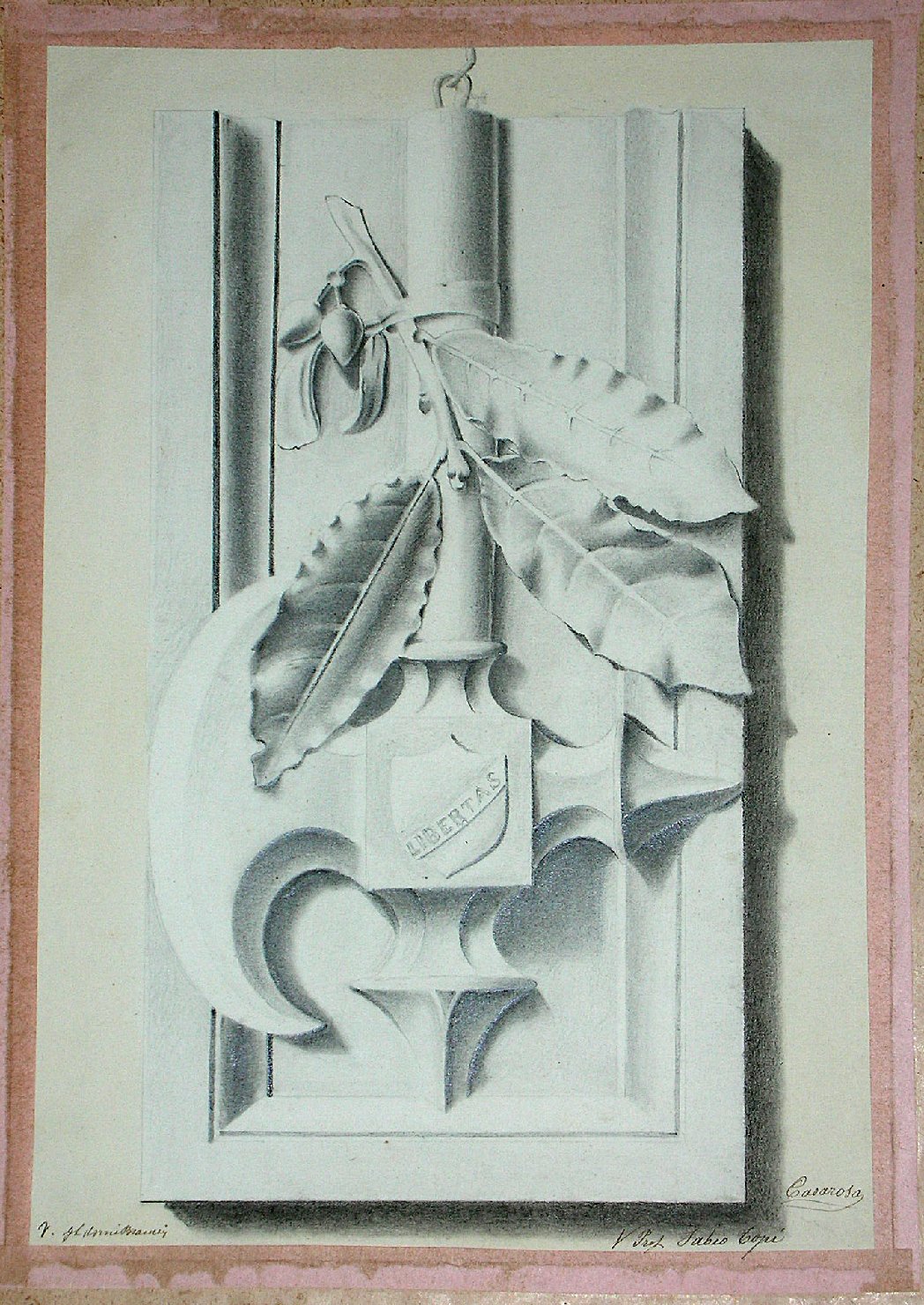Studio di un calco in gesso raffigurante una composizione decorativa (disegno) - ambito pisano (secc. XIX/ XX)