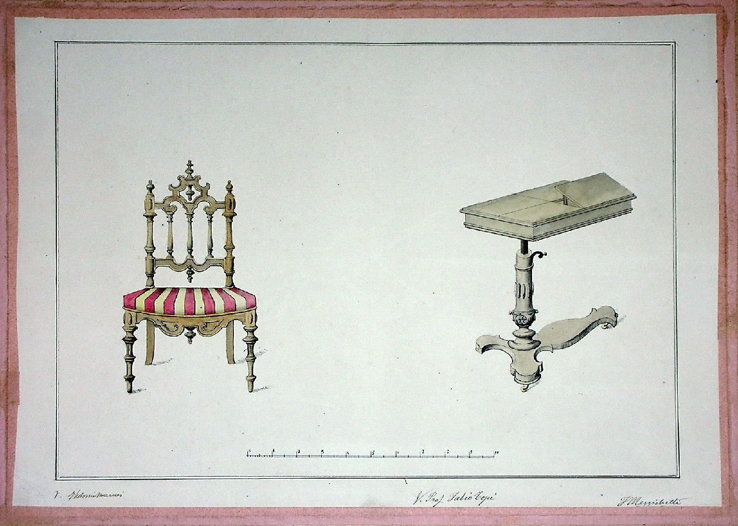 Sedia e tavolo (disegno) - ambito pisano (sec. XX)