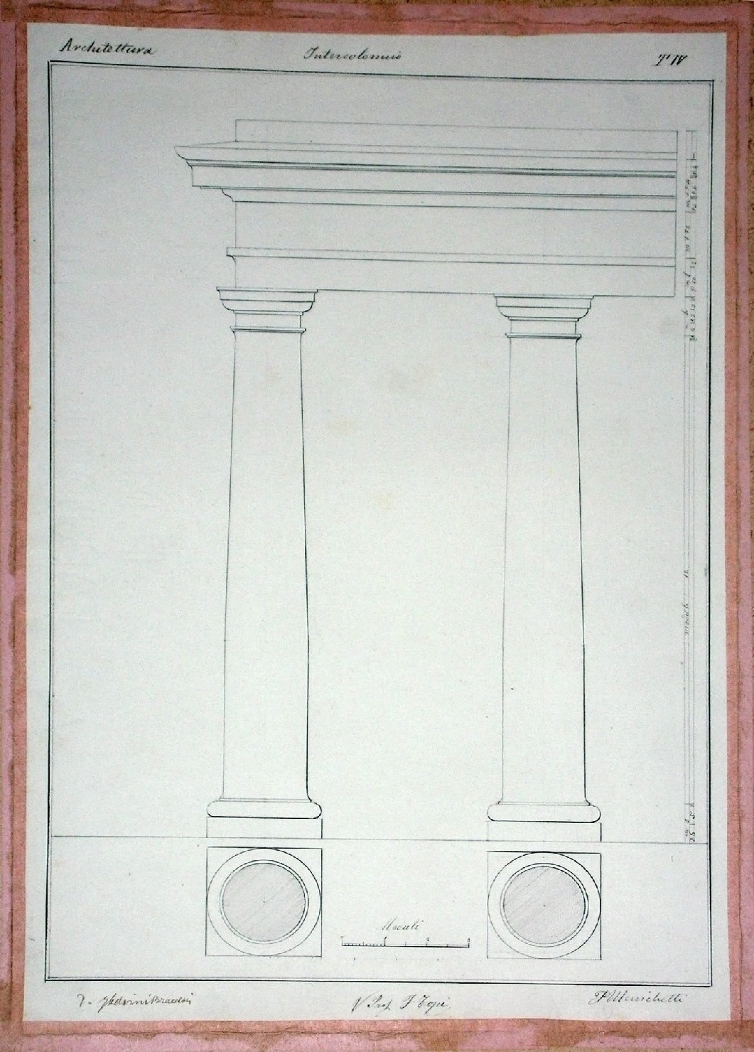 Intercolonnio, Studio geometrico (disegno) - ambito pisano (sec. XX)