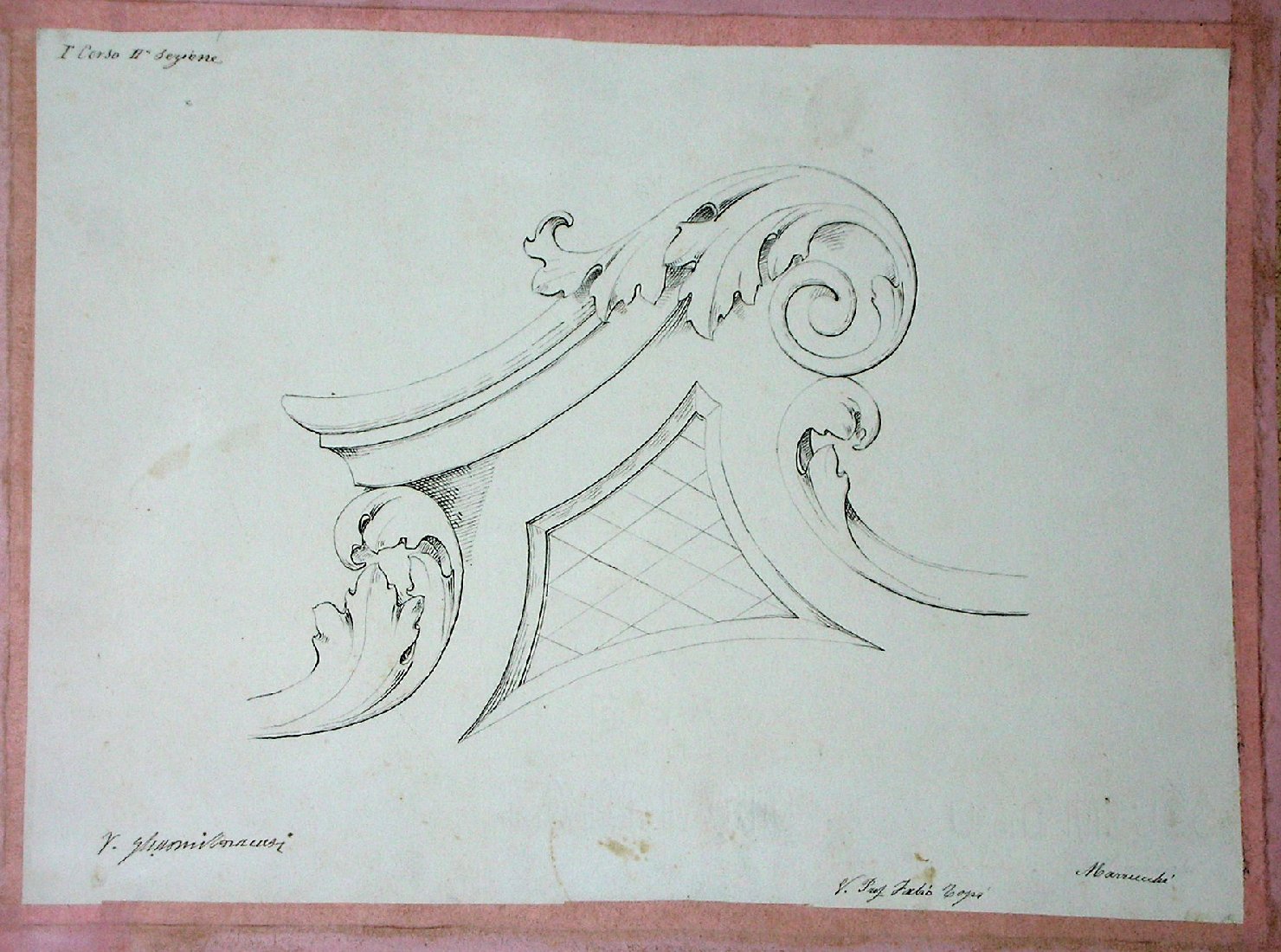 Studio per ornamento di mobile (disegno) - ambito pisano (secc. XIX/ XX)