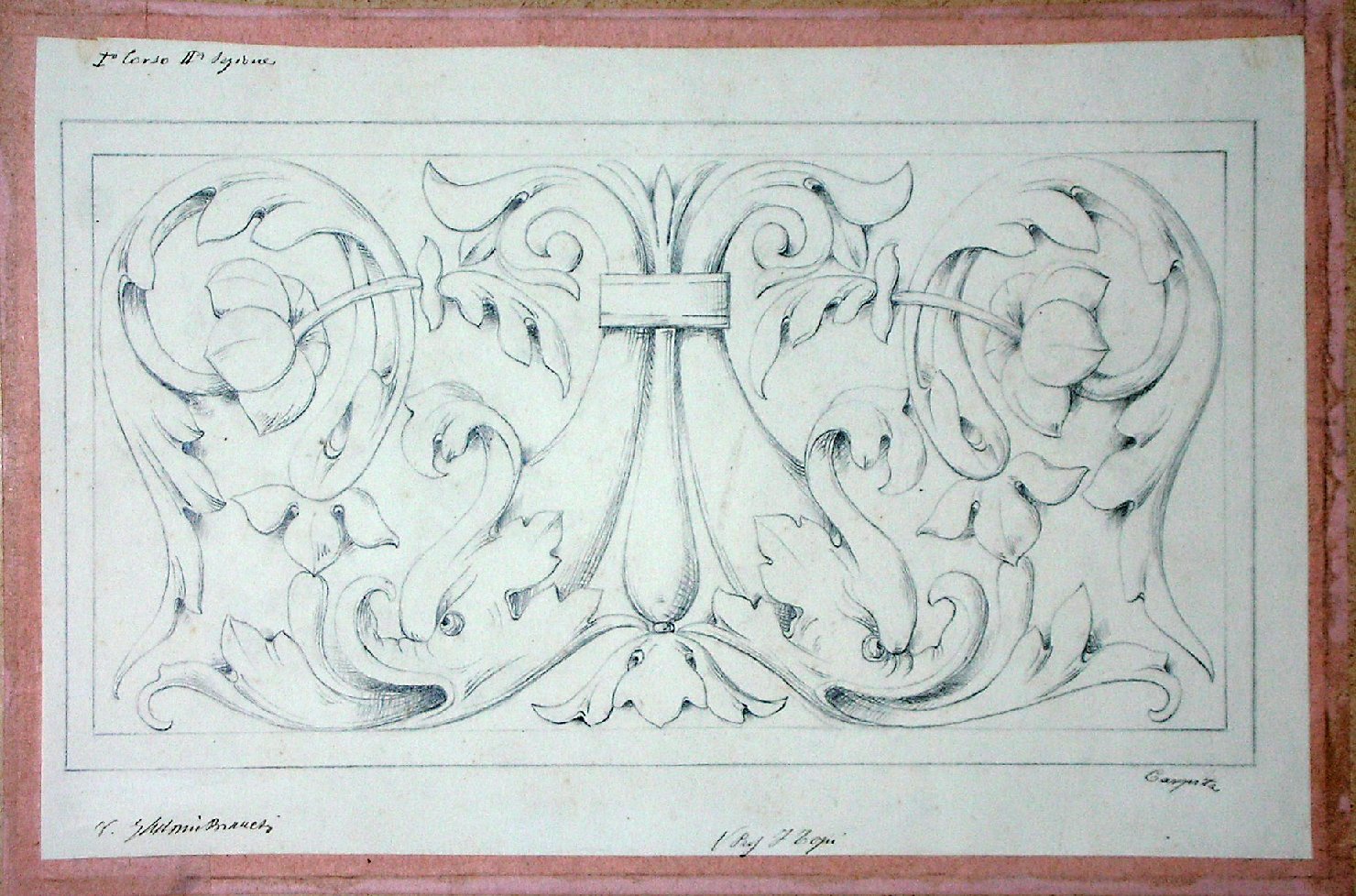 Studio di calco in gesso raffigurante motivo ornamentale a rialzo (disegno) - ambito pisano (secc. XIX/ XX)