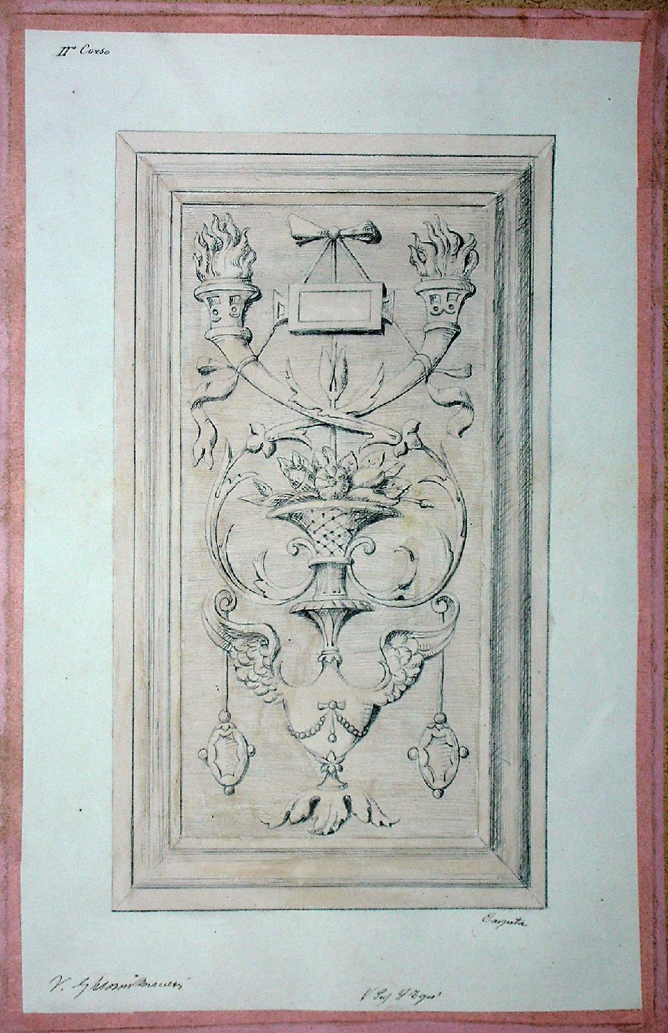 Studio di calco in gesso raffigurante motivo decorativo a rialzo (disegno) - ambito pisano (secc. XIX/ XX)