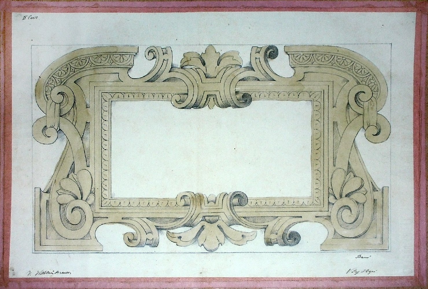 Cornice intagliata (disegno) - ambito pisano (secc. XIX/ XX)