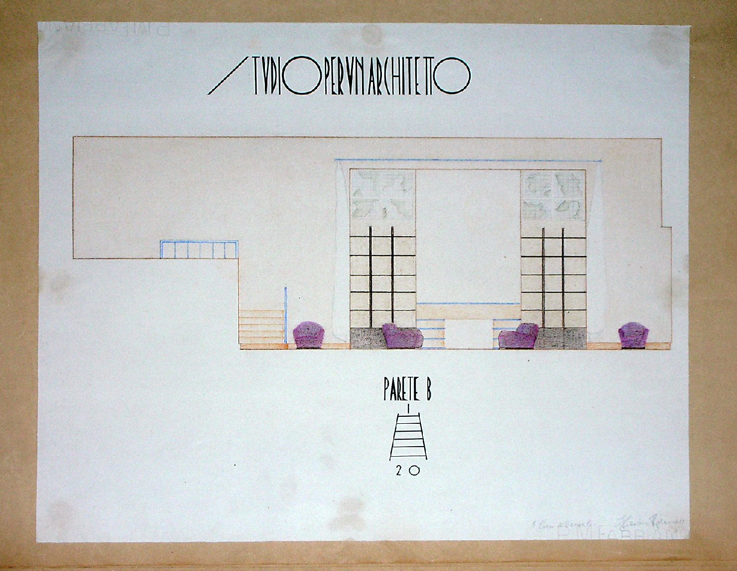 Parete B, Arredamento da interni (disegno, serie) - ambito pisano (sec. XX)