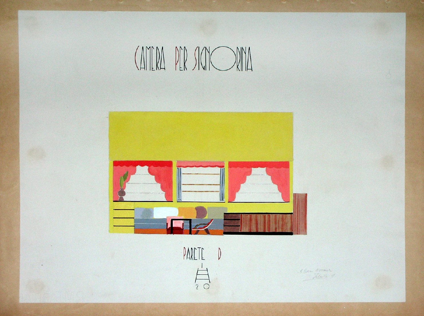 Parete D, Arredamento da interni (disegno, serie) - ambito pisano (sec. XX)