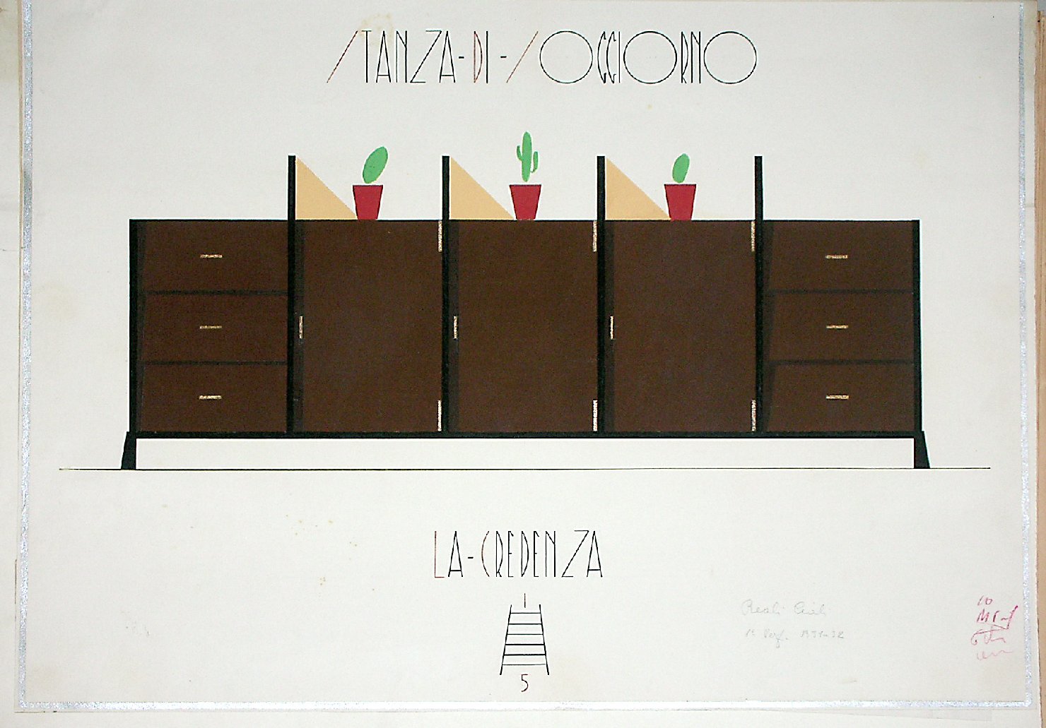 La credenza, Arredamento da interni (disegno, serie) - ambito pisano (sec. XX)
