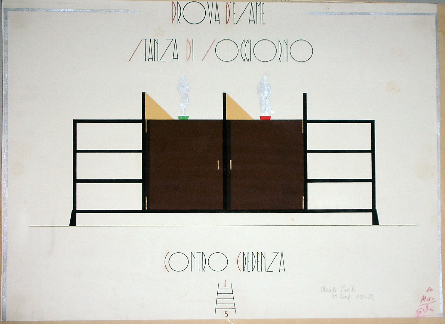 Contro-credenza, Arredamento da interni (disegno, serie) - ambito pisano (sec. XX)