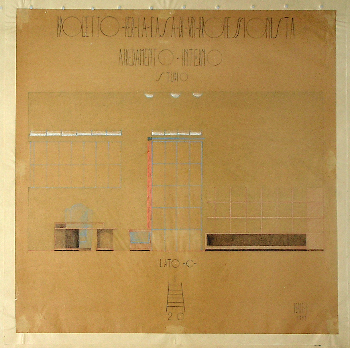 Studio - lato C, Arredamento da interni (disegno, serie) - ambito pisano (sec. XX)