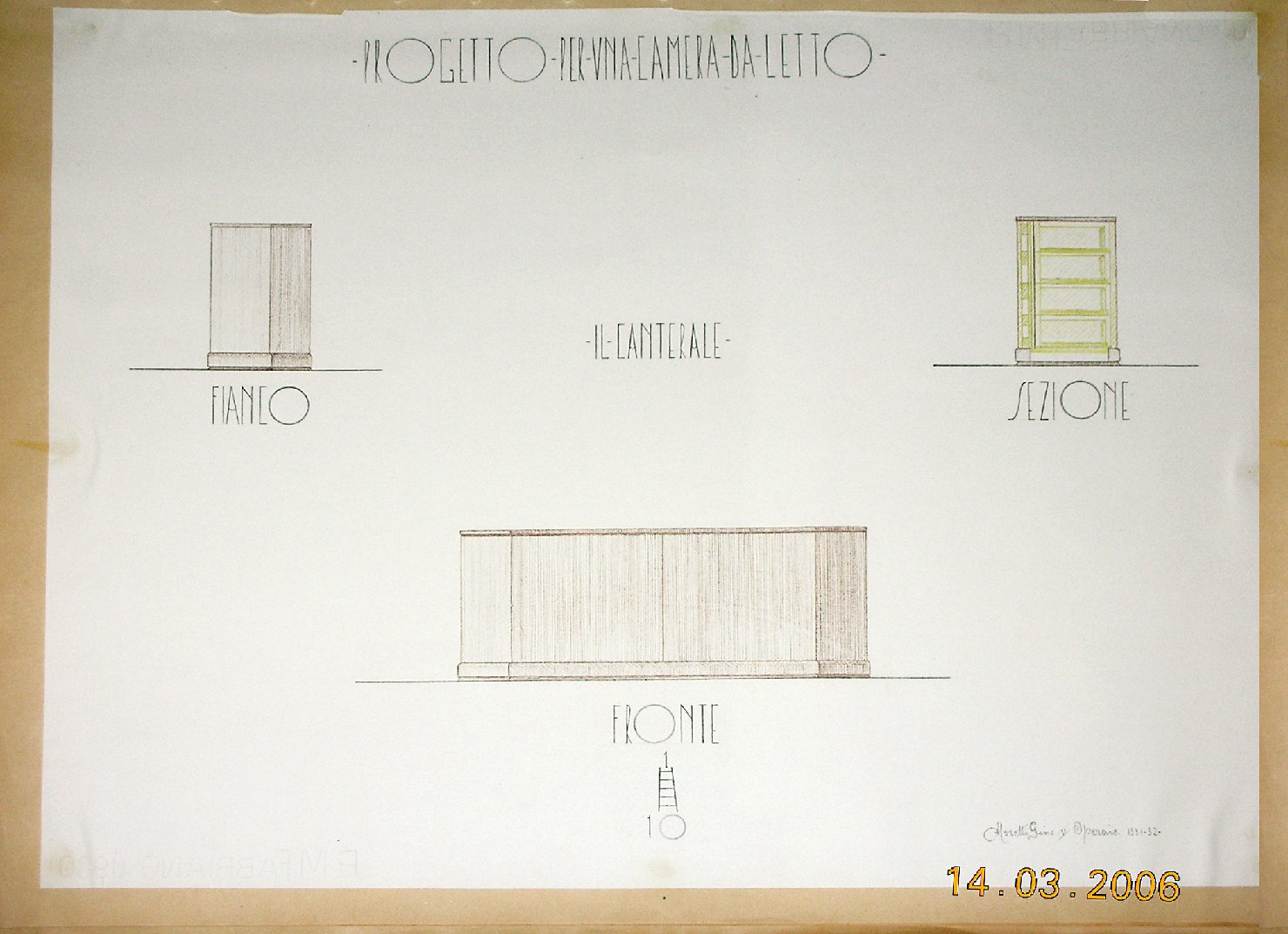 Il canterale, Progetto di mobilia (disegno, serie) - ambito pisano (sec. XX)