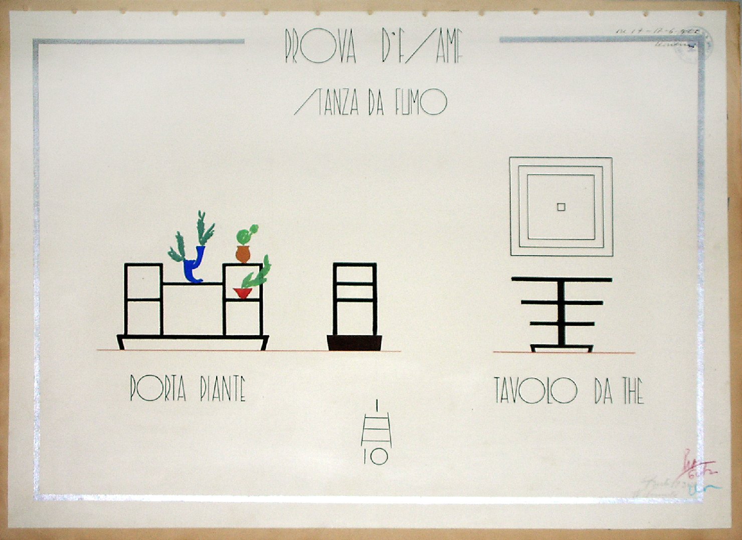 Stanza da fumo, Progetto di mobilia (disegno) - ambito pisano (sec. XX)