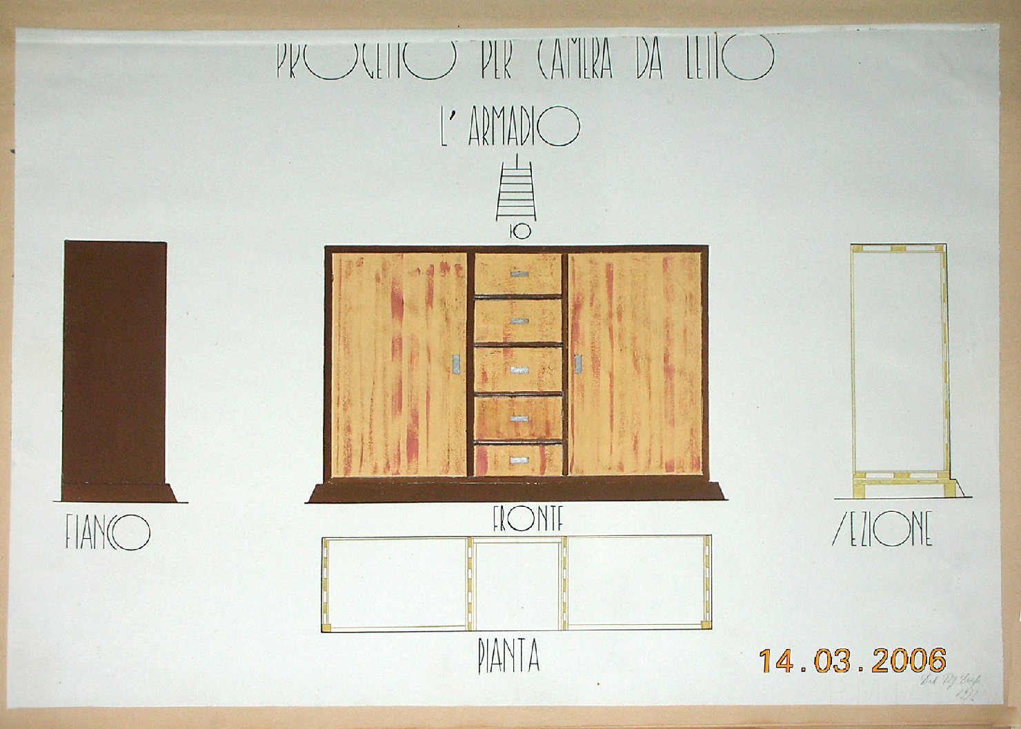 L'armadio, Progetto di mobilia (disegno, serie) - ambito pisano (sec. XX)