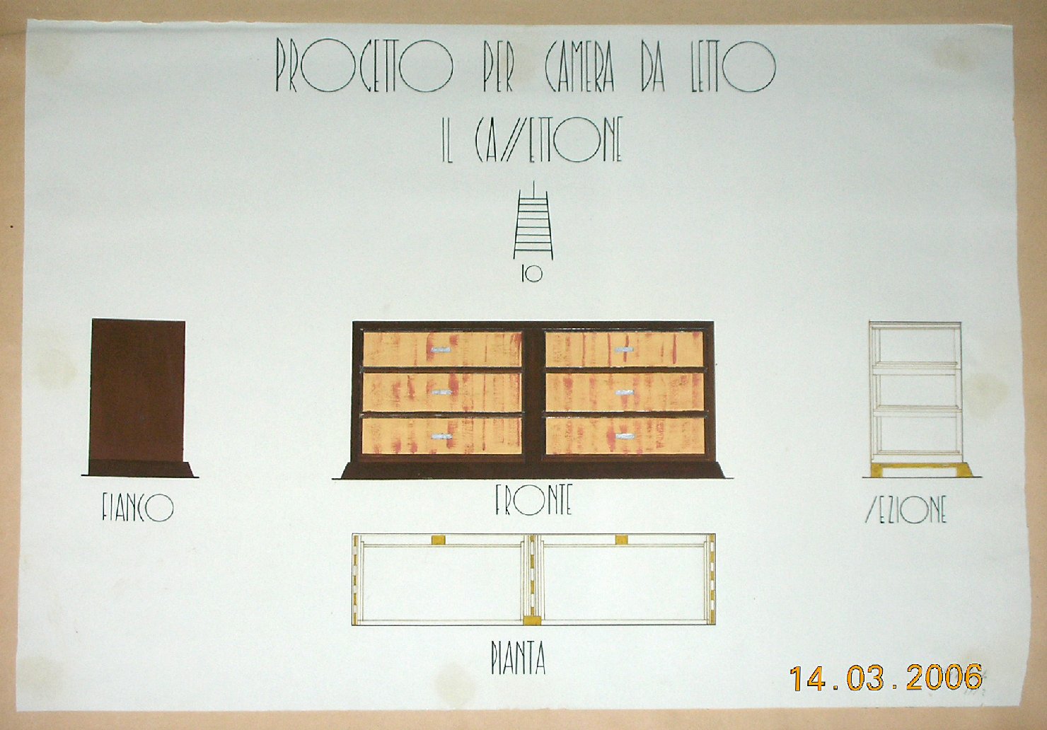 Il cassettone, Progetto di mobilia (disegno, serie) - ambito pisano (sec. XX)