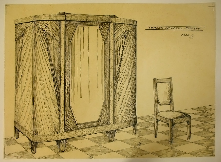 Camera da letto - Moderno, Armadio e sedia (disegno, serie) - ambito pisano (secondo quarto sec. XX)