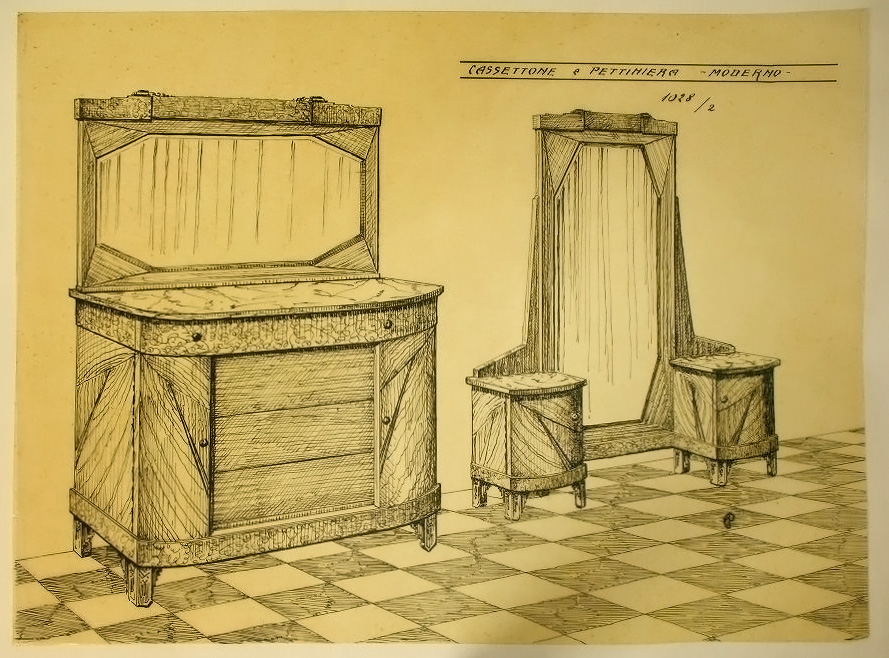 Studio di mobilia: tavolo (disegno) - ambito pisano (sec. XX)