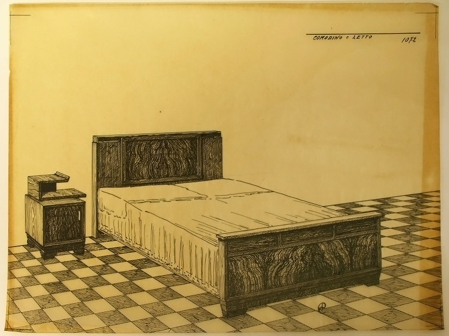 Comodino e Letto, Comodino e letto (disegno, serie) - ambito pisano (secondo quarto sec. XX)